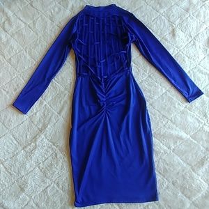 Blue Bodycon Dress Grid-Back Allegrace